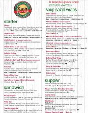 Rico's full menu
